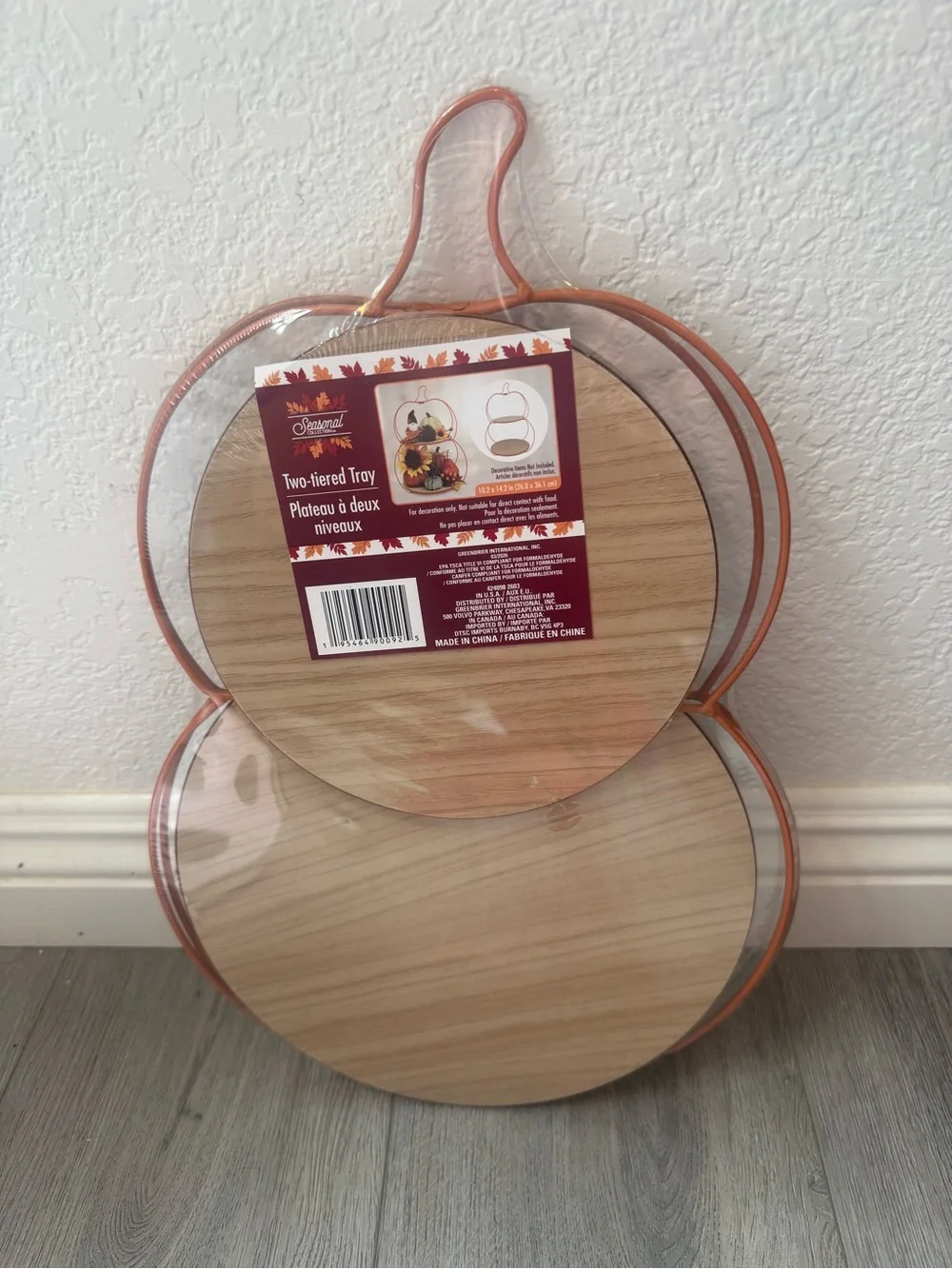 Pumpkin Two-Tier Serving Stand in Orange and Wood, Two-Tier Pumpkin Tray